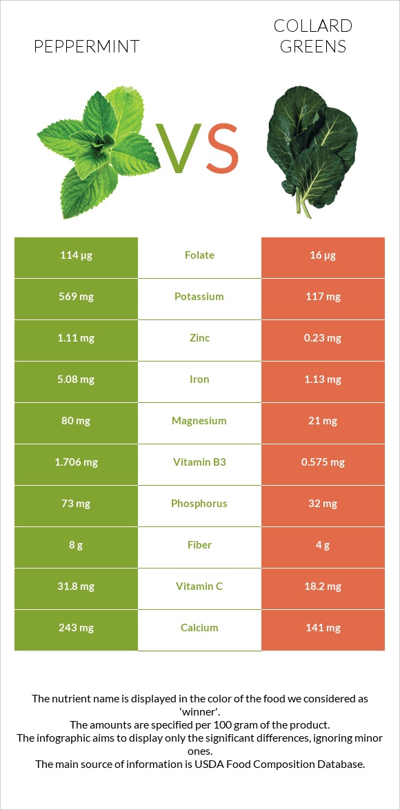 Անանուխ vs Collard infographic