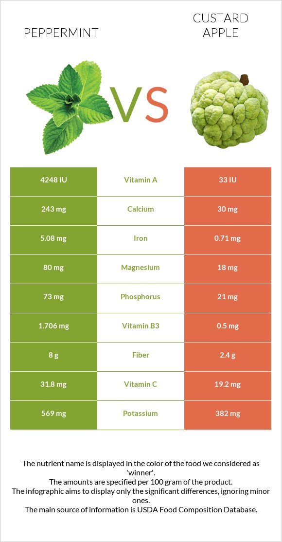 Peppermint vs Custard apple infographic