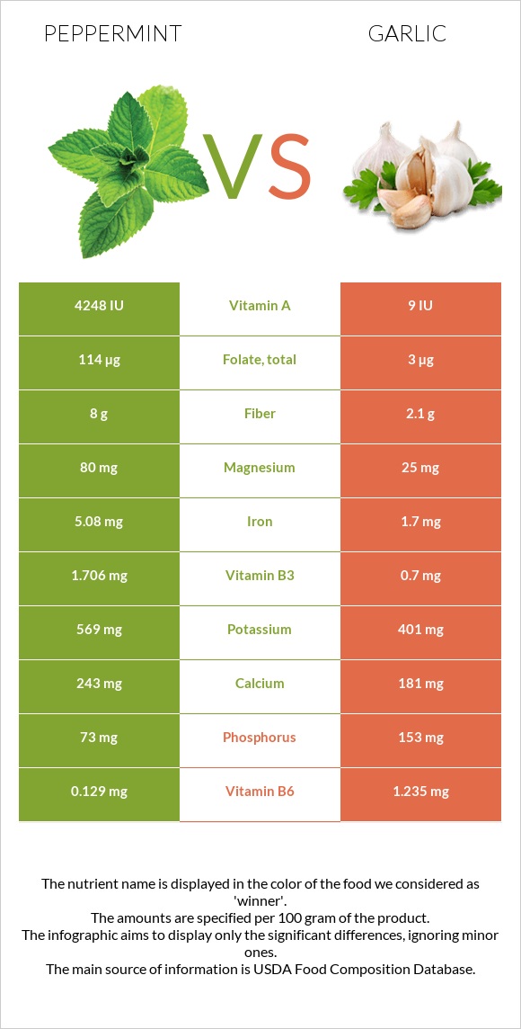 Peppermint vs Garlic infographic