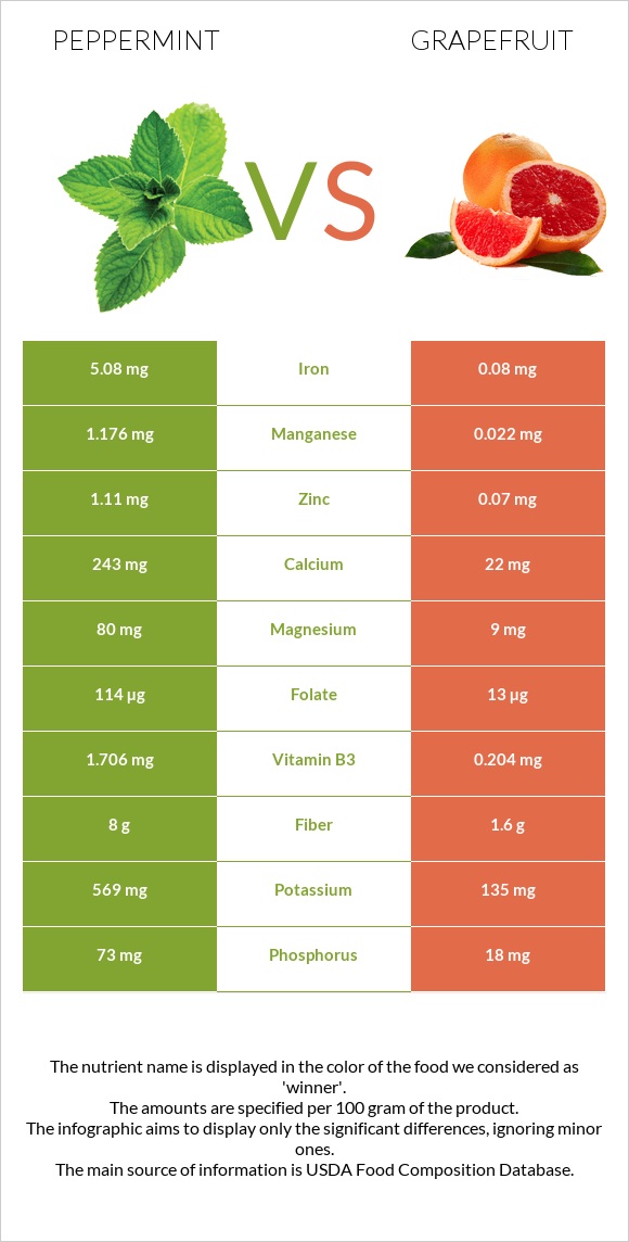 Անանուխ vs Գրեյպֆրուտ infographic