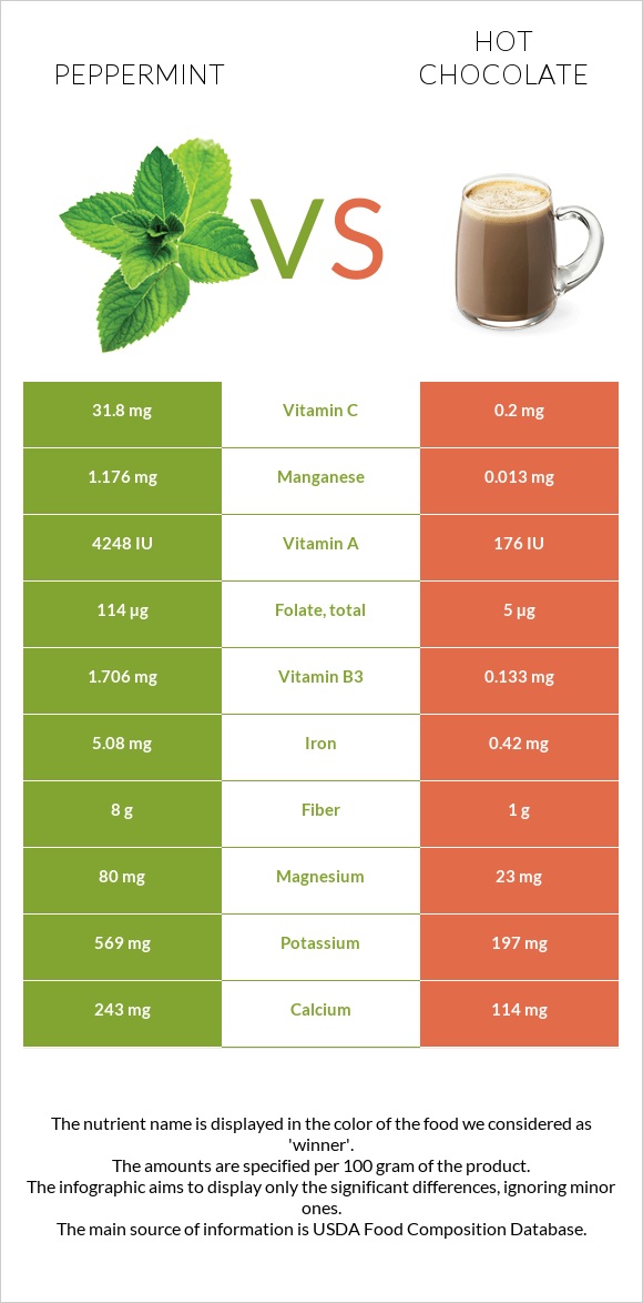 Peppermint vs Hot chocolate infographic