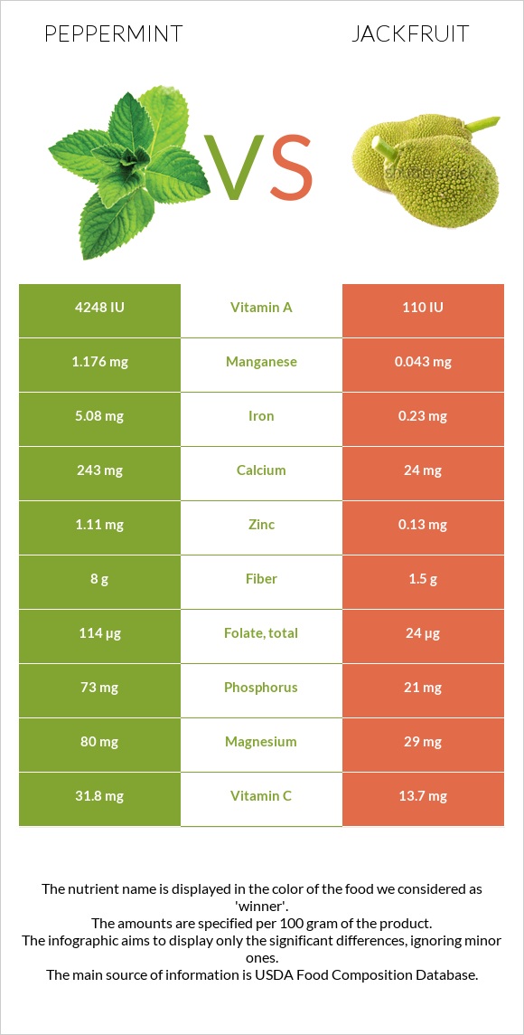 Peppermint vs Jackfruit infographic