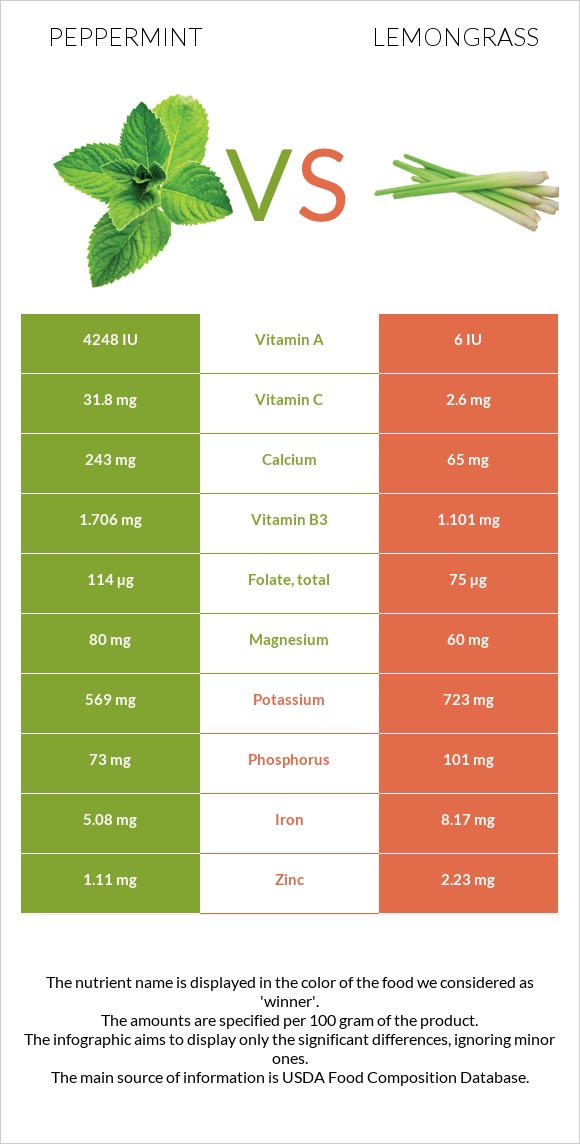 Peppermint vs Lemongrass infographic