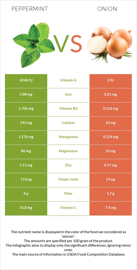 Peppermint vs Onion infographic