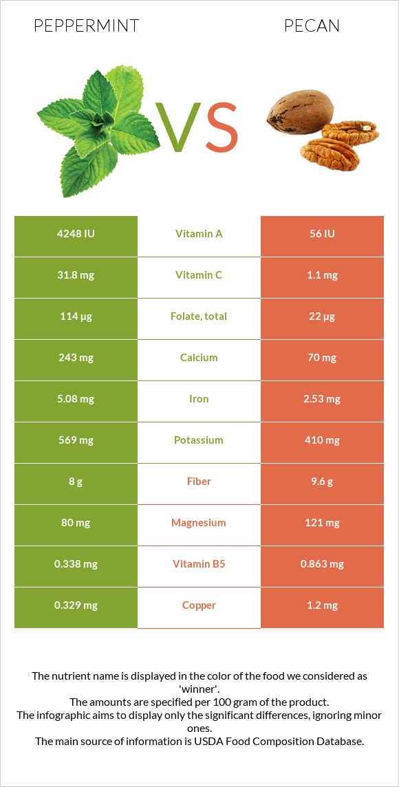 Peppermint vs Pecan infographic