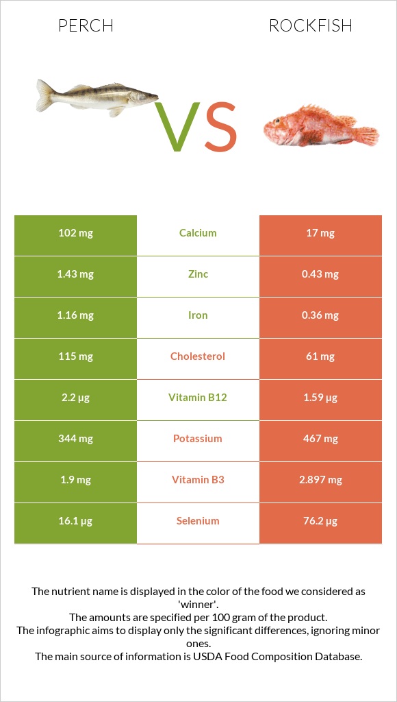 Perch vs Rockfish infographic