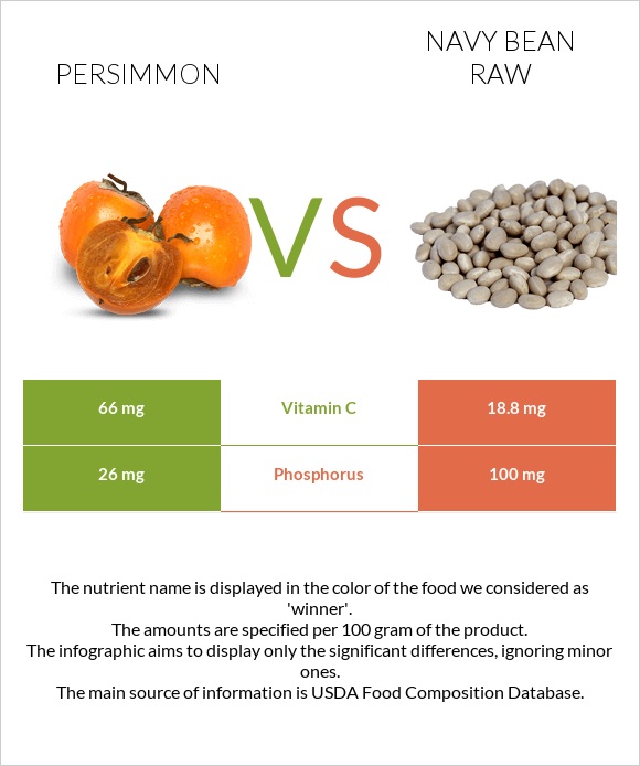 Persimmon vs Navy bean raw infographic