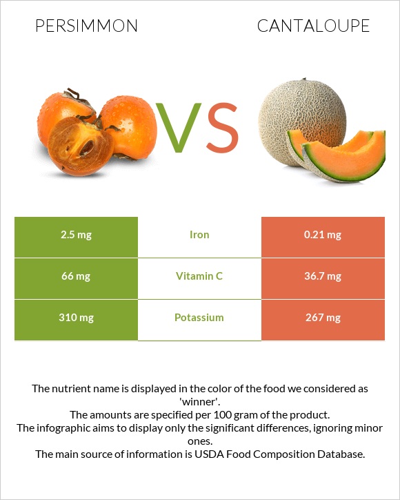 Persimmon vs Cantaloupe infographic