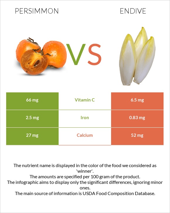 Persimmon vs Endive infographic