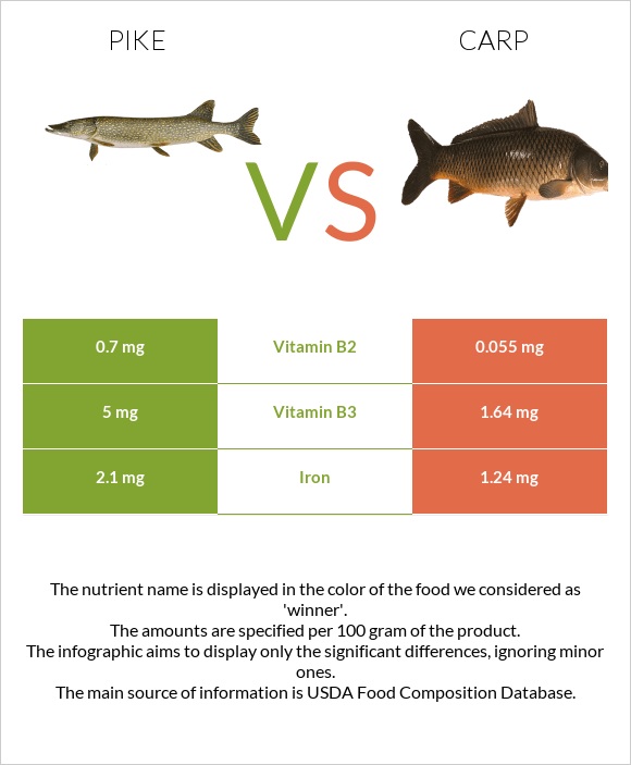 Pike vs Carp infographic