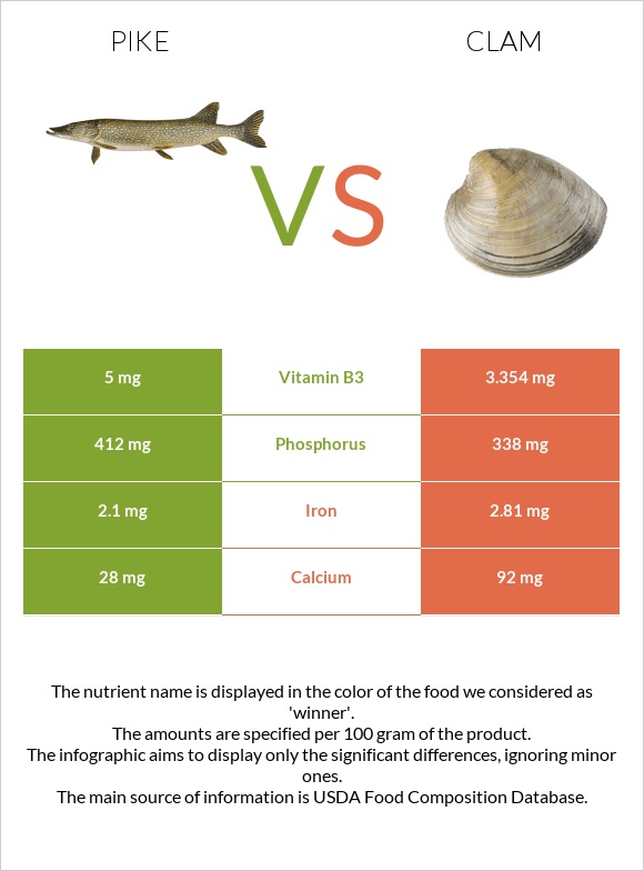 Pike vs Clam infographic