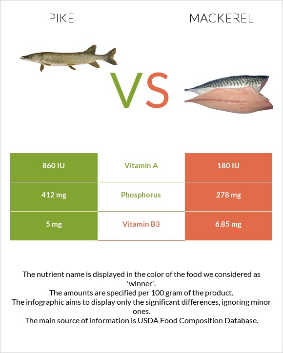 Pike vs Mackerel infographic