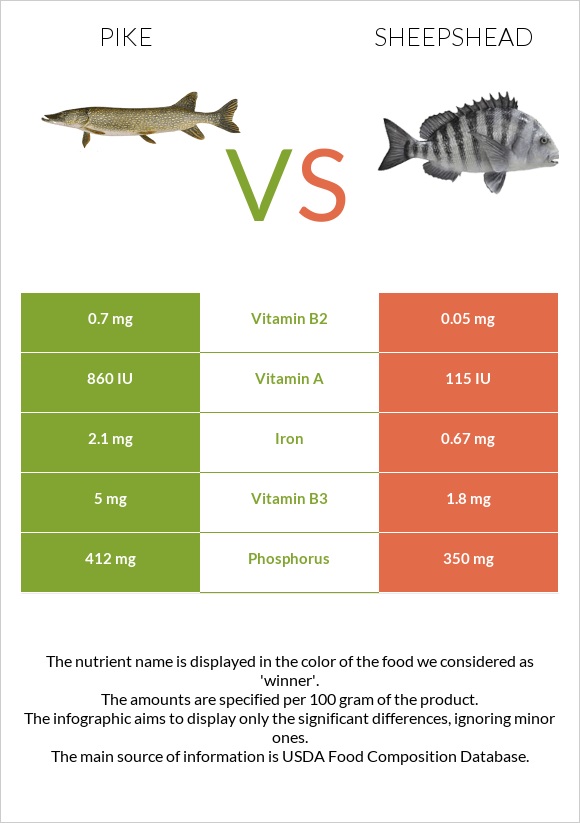 Pike vs Sheepshead infographic