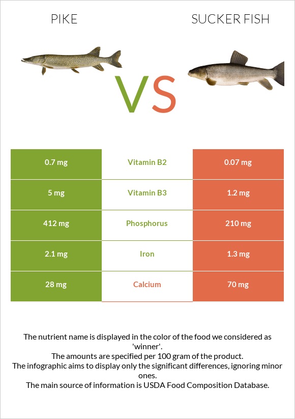 Pike vs Sucker fish infographic