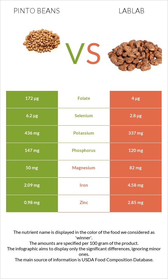 Pinto beans vs Lablab infographic