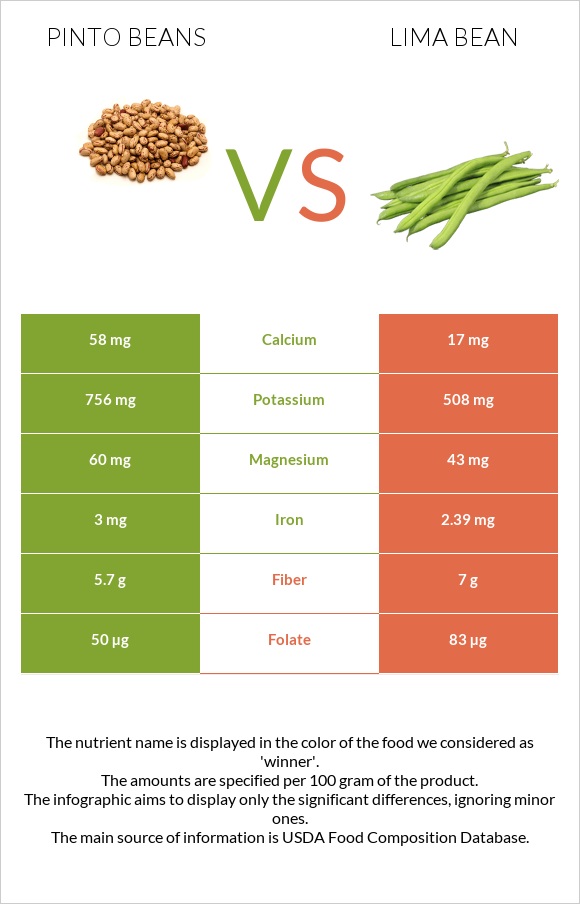 Պինտո լոբի vs Lima bean infographic