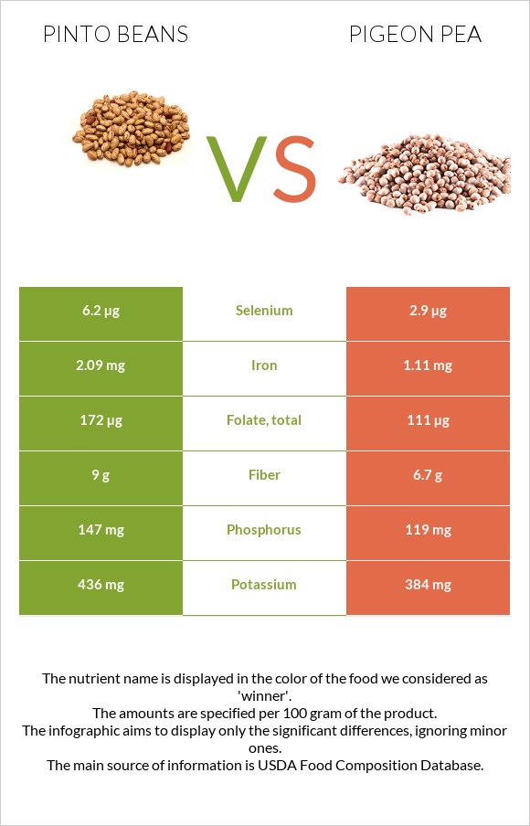 Պինտո լոբի vs Pigeon pea infographic