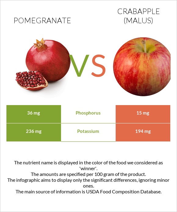 Pomegranate vs Crabapple (Malus) infographic