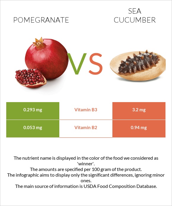 Pomegranate vs Sea cucumber infographic