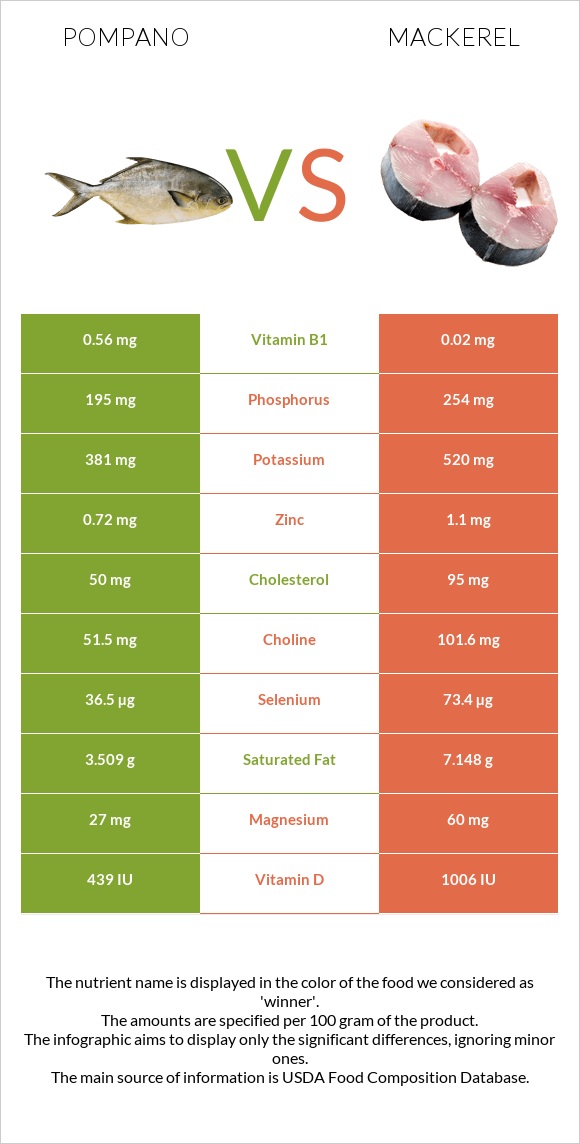 Pompano vs Mackerel infographic