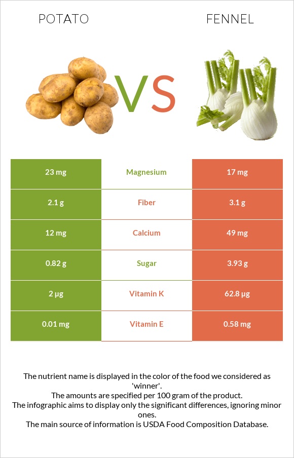 Potato vs Fennel infographic