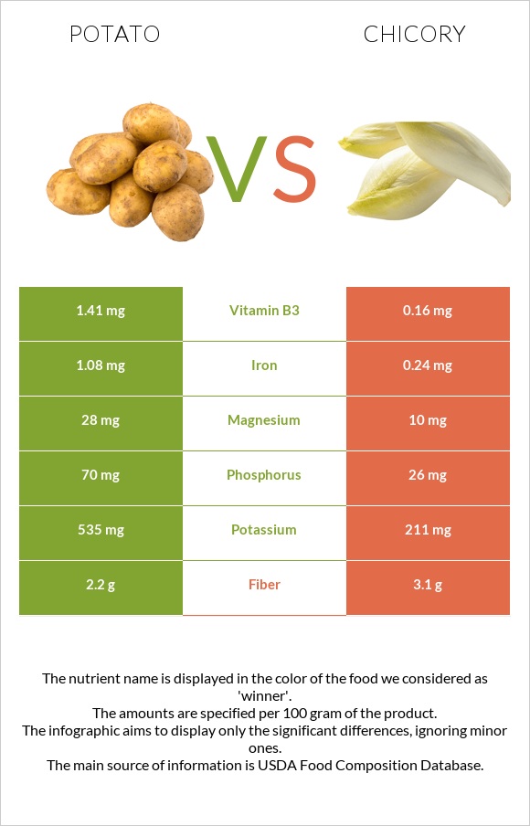 Potato vs Chicory infographic