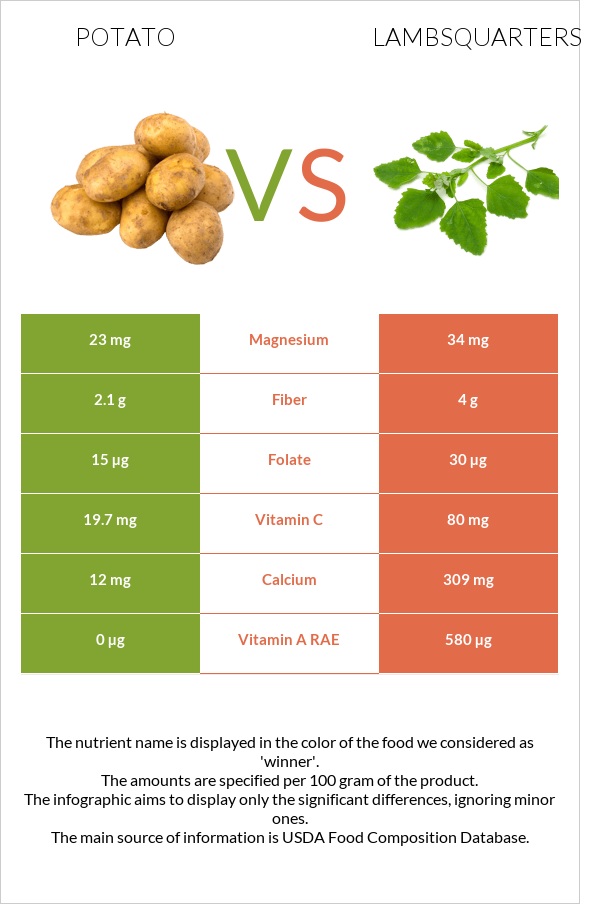 Potato vs Lambsquarters infographic