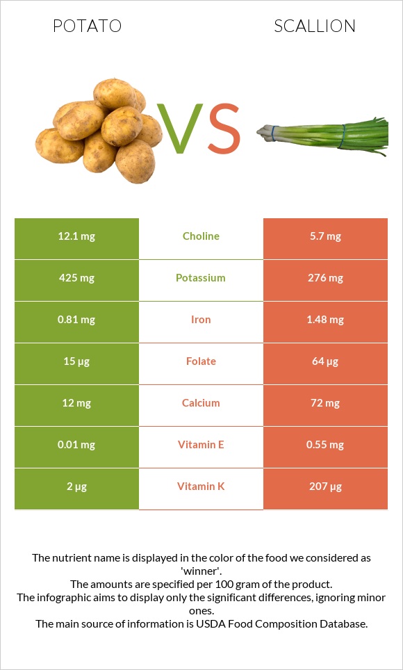 Potato vs Scallion infographic