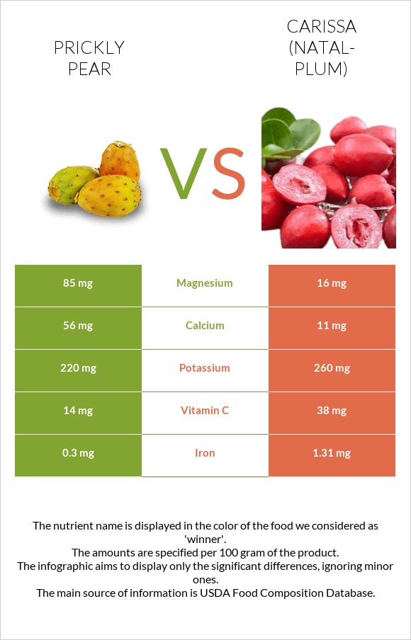 Prickly pear vs Carissa (natal-plum) infographic