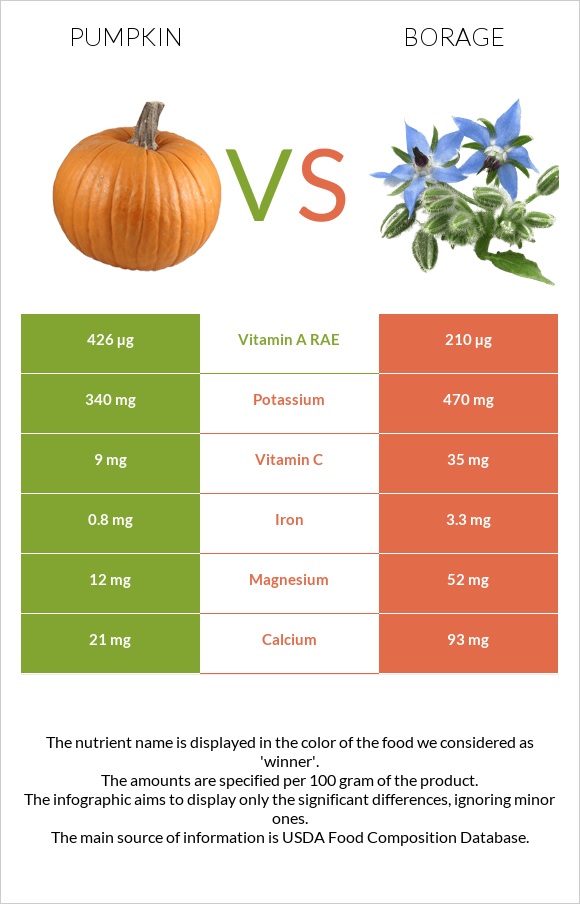 Pumpkin vs Borage infographic