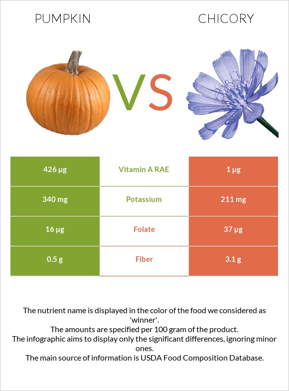 Pumpkin vs Chicory infographic