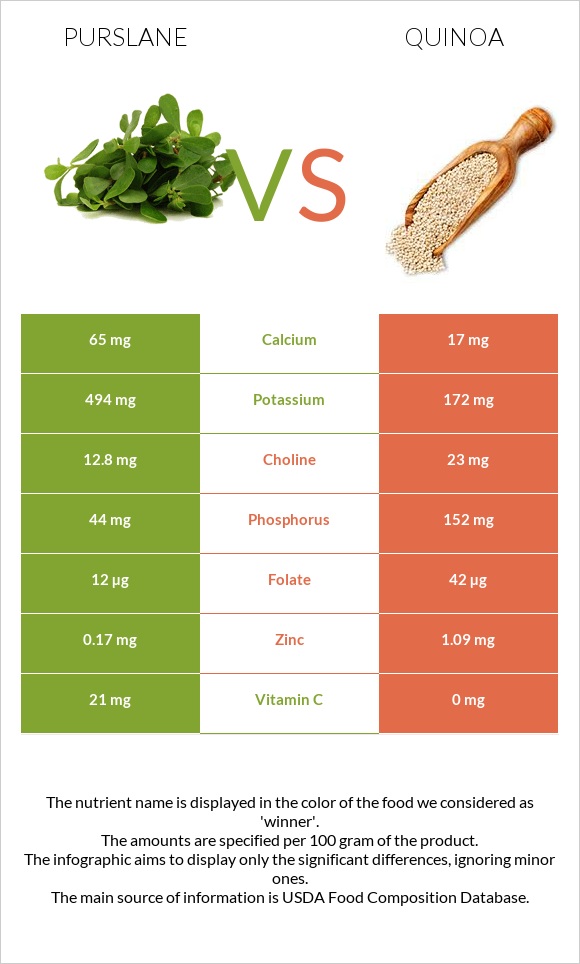 Purslane vs Quinoa infographic