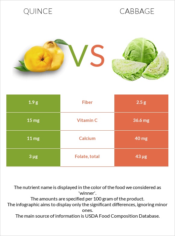 Quince vs Cabbage infographic