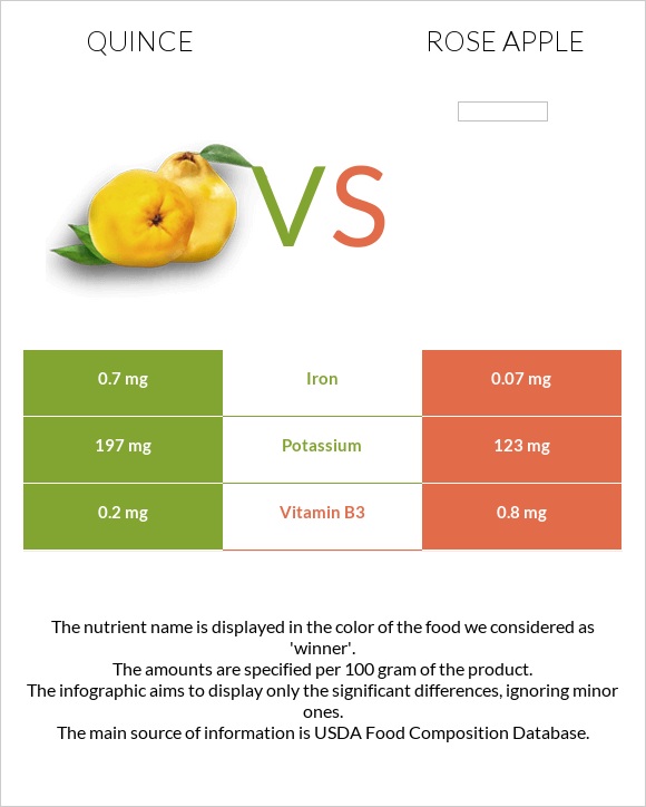 Quince vs Rose apple infographic