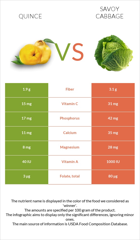 Quince vs Savoy cabbage infographic