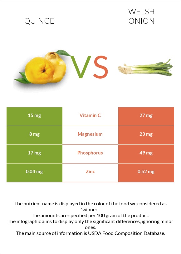 Quince vs Welsh onion infographic