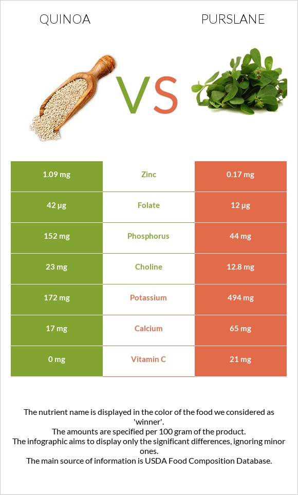 Quinoa vs Purslane infographic