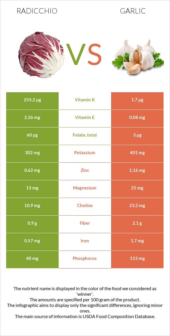 Radicchio vs Garlic infographic