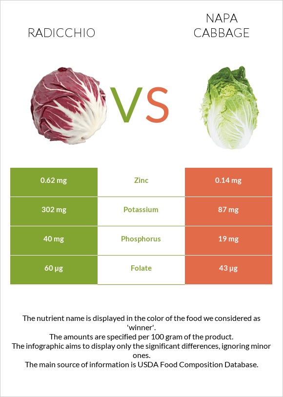 Radicchio vs Napa cabbage infographic