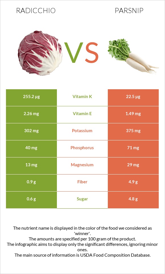 Radicchio vs Parsnip infographic