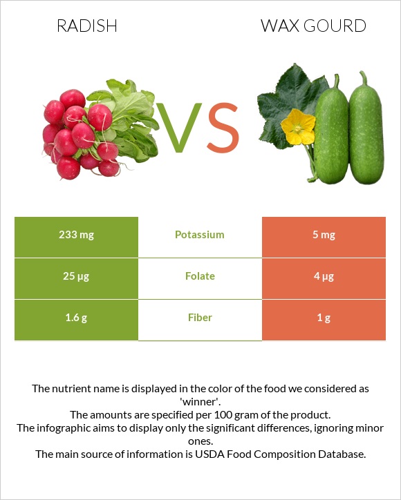Բողկ vs Wax gourd infographic