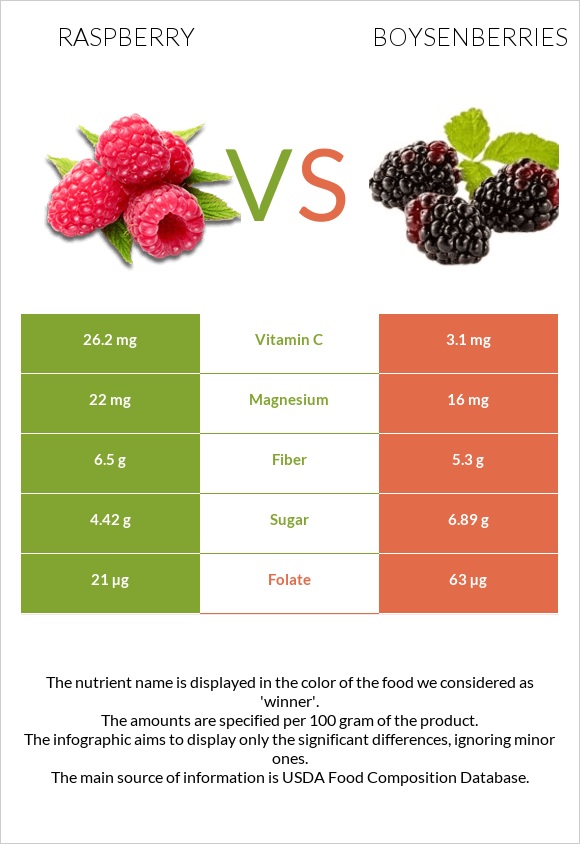 Raspberry vs Boysenberries infographic