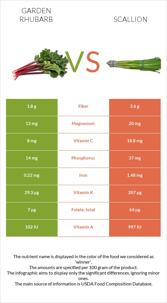 Garden rhubarb vs Scallion infographic