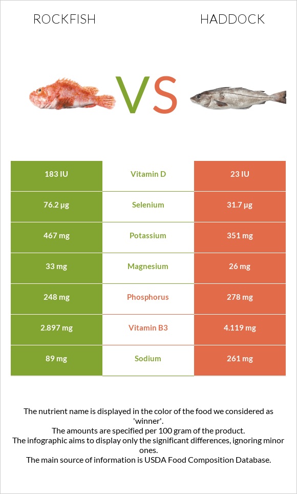 Rockfish vs Haddock infographic