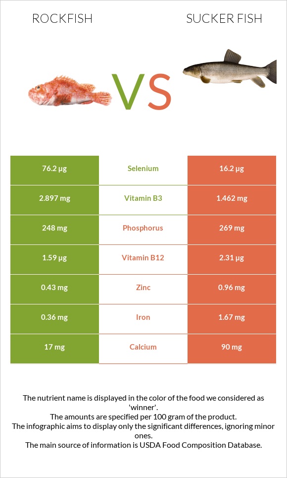 Rockfish vs Sucker fish infographic