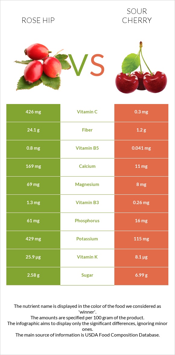 Rose hip vs Sour cherry infographic