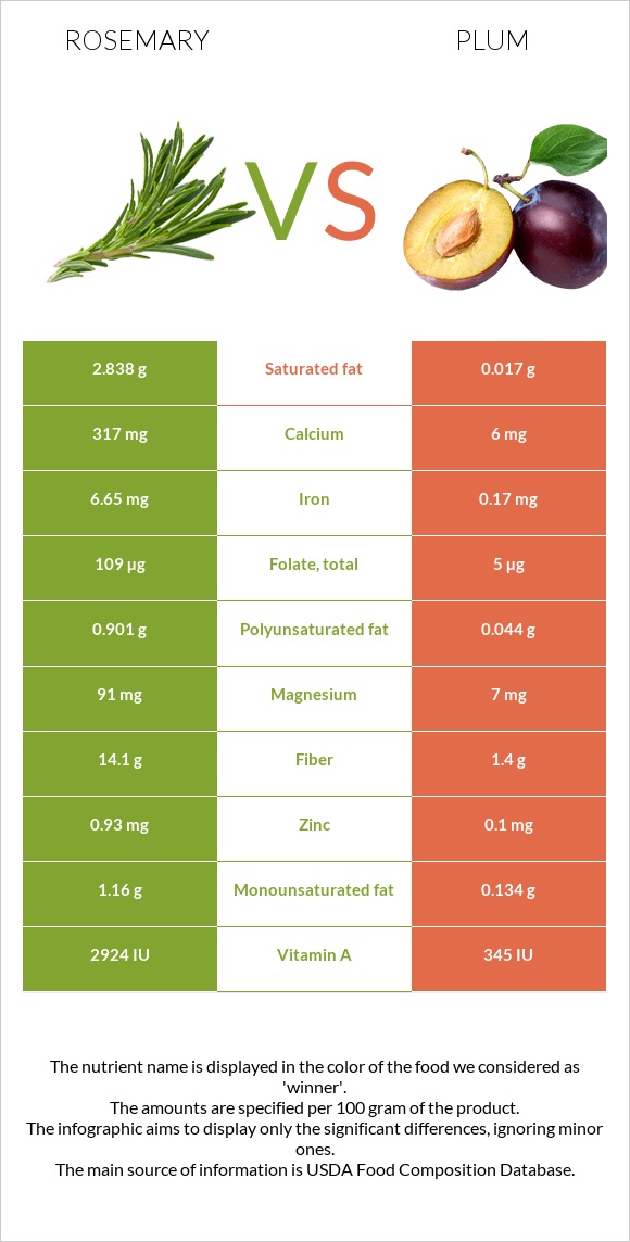 Rosemary vs Plum infographic