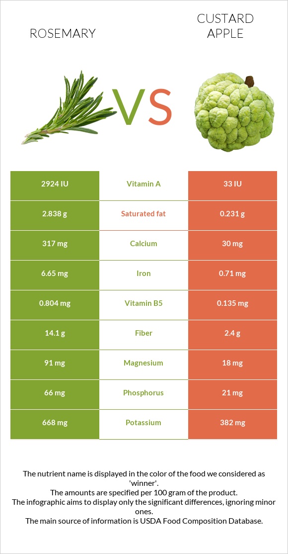 Rosemary vs Custard apple infographic