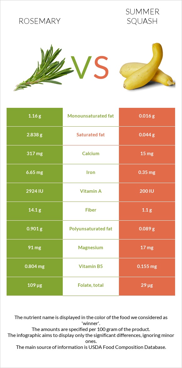 Rosemary vs Summer squash infographic