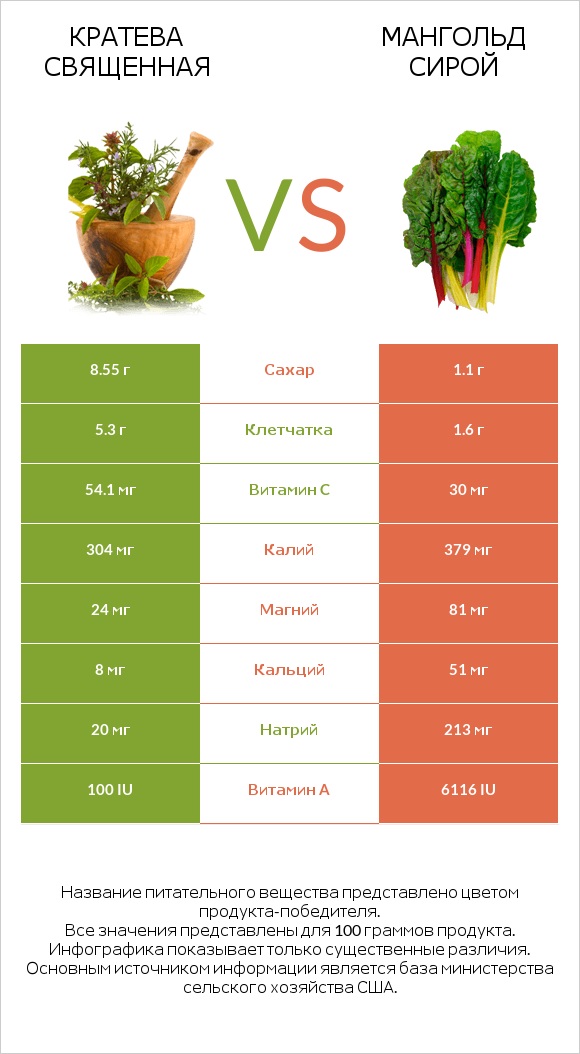 Кратева священная vs Мангольд сирой infographic